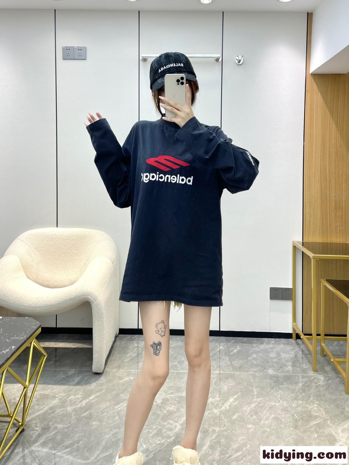 人気 ユニセックス 3B SPORTS ICON ロングスリーブ Tシャツ バレンシアガ Tシャツ コピー ブラック-5