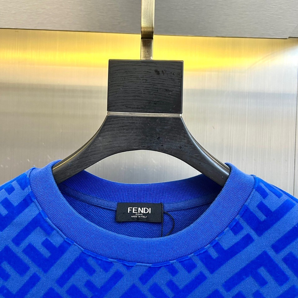 FFジャガード クルーネック フェンディ Tシャツ コピー スウェットシャツ ブルー-1
