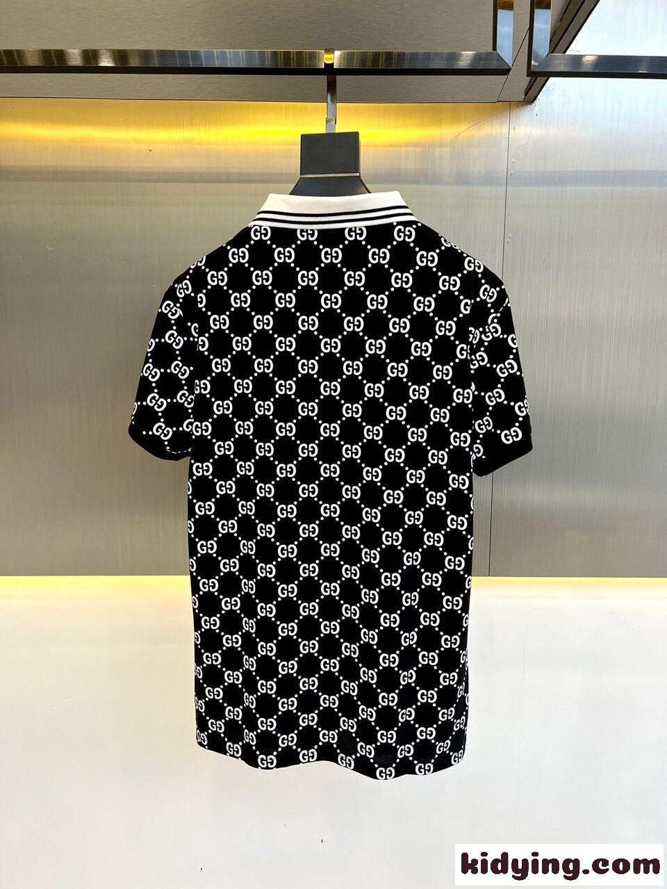 メンズ 人気 グッチ Tシャツ コピー GG ストレッチ コットン ポロシャツ-3