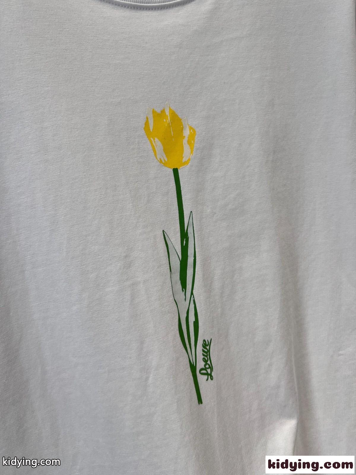 ユニセックス ゆったり 半袖Tシャツ ロエベ Tシャツ コピー コットン ホワイト-3