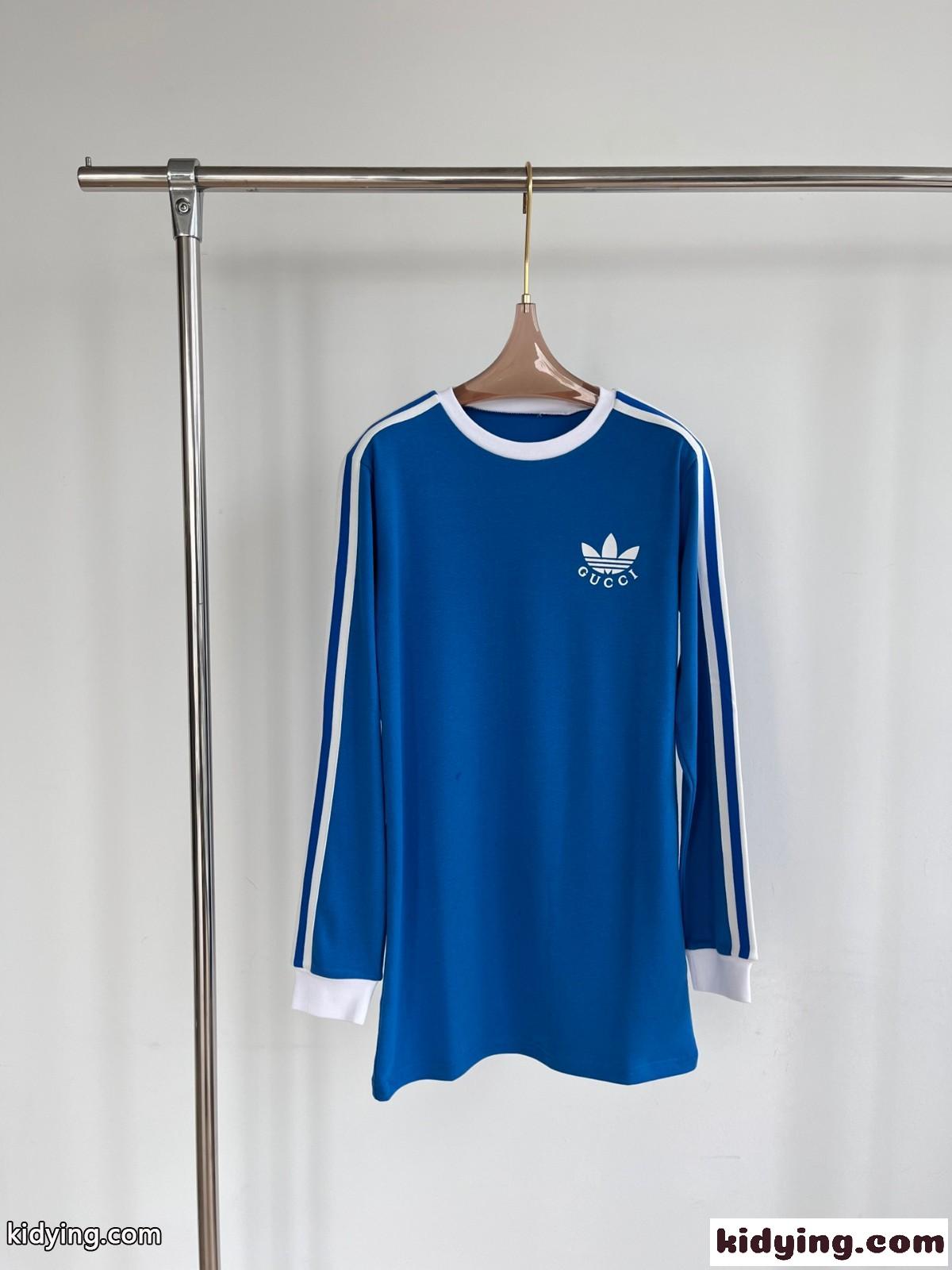 adidas x Gucci 大人気 カジュアル コットン Tシャツドレス グッチ ワンピース コピー 長袖 ロゴ プリント-0