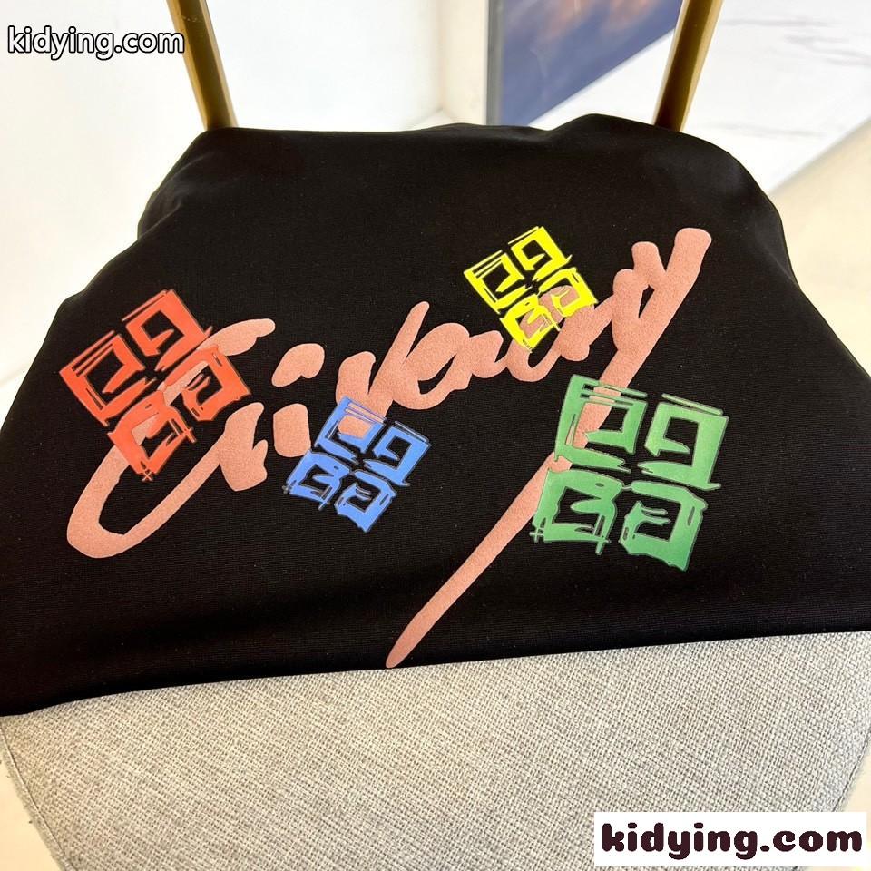 ジバンシィ Tシャツ コピー 定番 カジュアル ロゴ入り 半袖Tシャツ ブラック-1