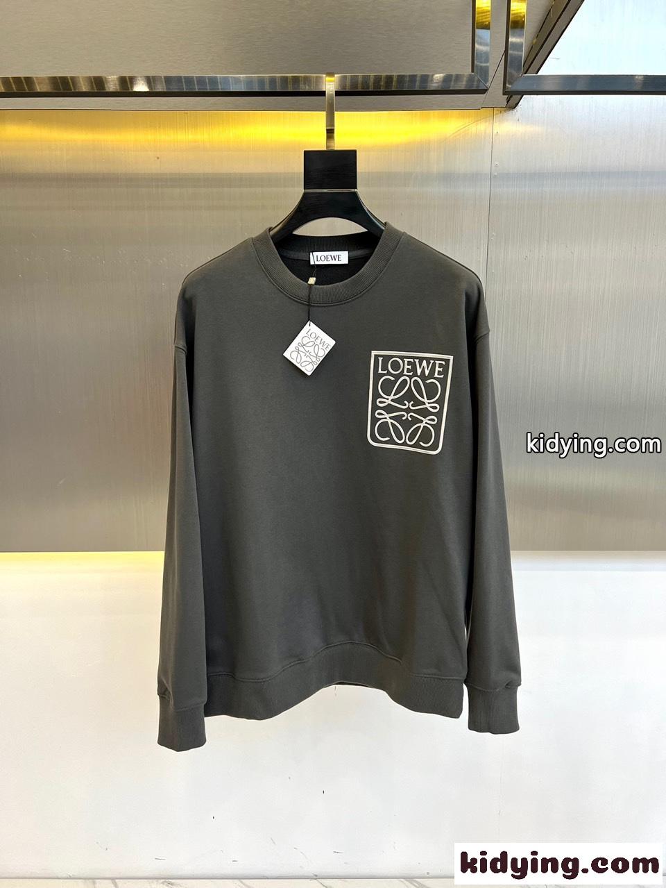 カジュアル ロゴ コットン スウェットシャツ ロエベ Tシャツ コピー グレー-1