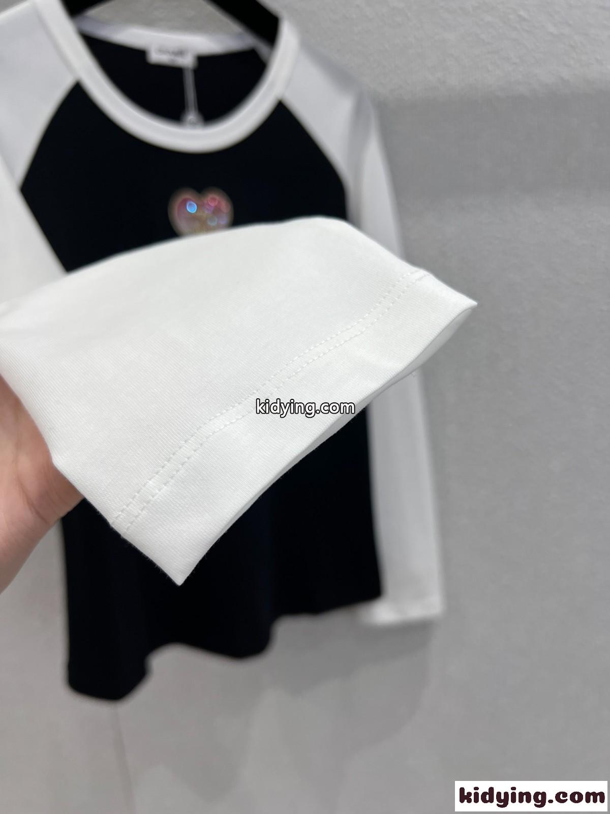 配色ラグランスリーブ コットン 長袖Tシャツ シャネル Tシャツ 偽物 トップス ブラック-3