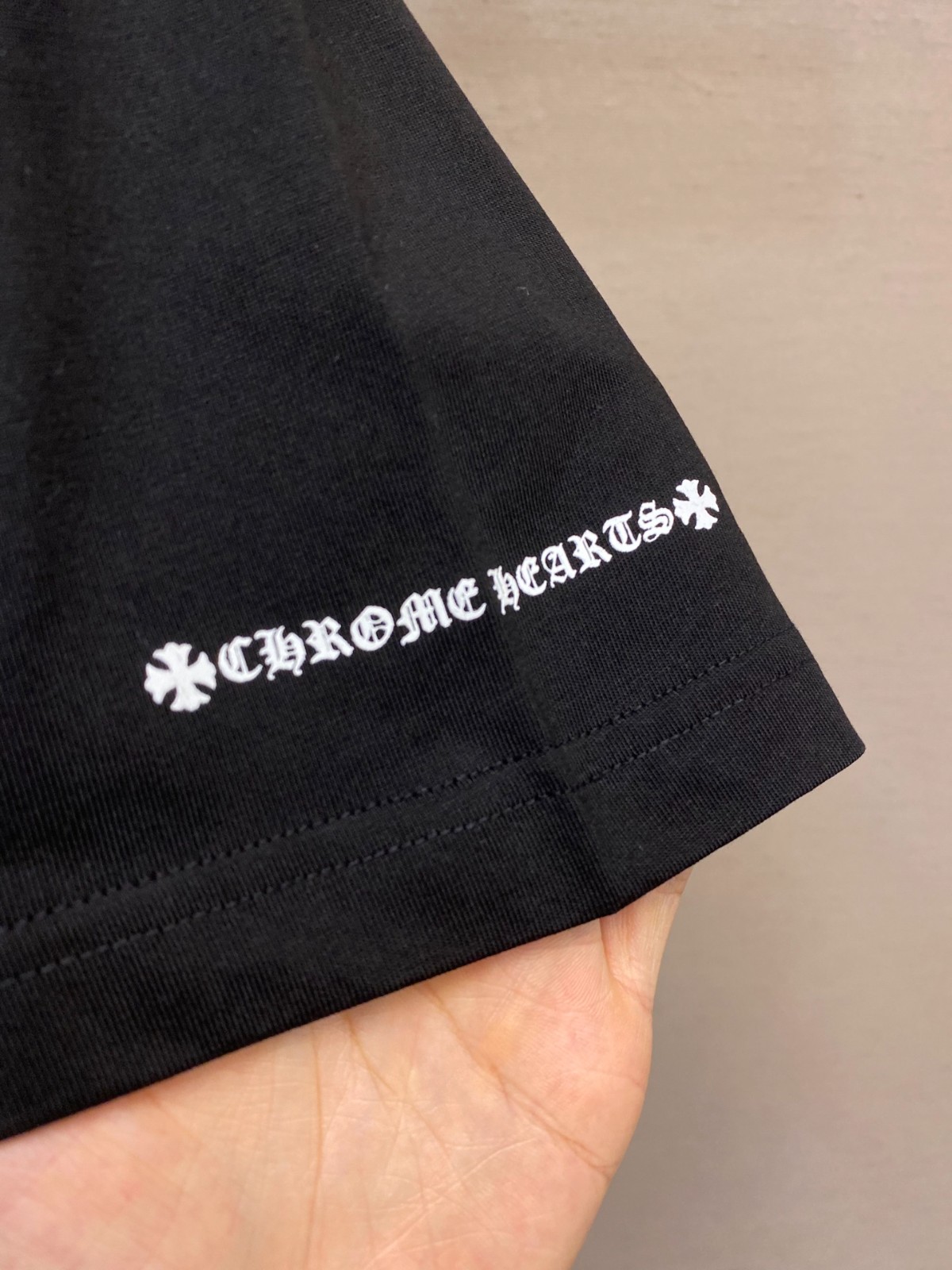 お洒落 ロゴプリント クルーネック 半袖Tシャツ クロムハーツ Tシャツ コピー コットン ブラック-3