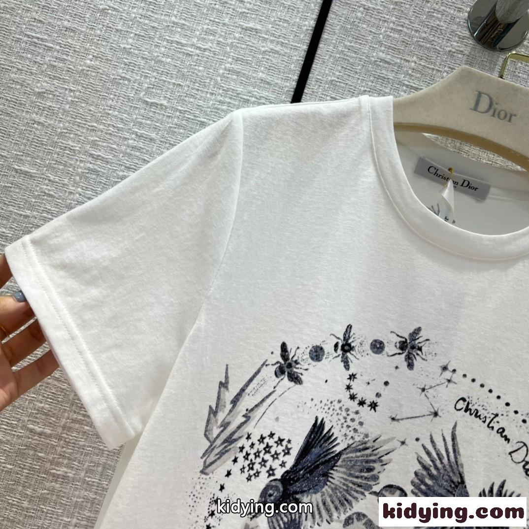 レディース半袖 春夏 新作 トップス 人気 クリスチャン・ディオール Tシャツ コピー カジュアル おしゃれ プリント-0