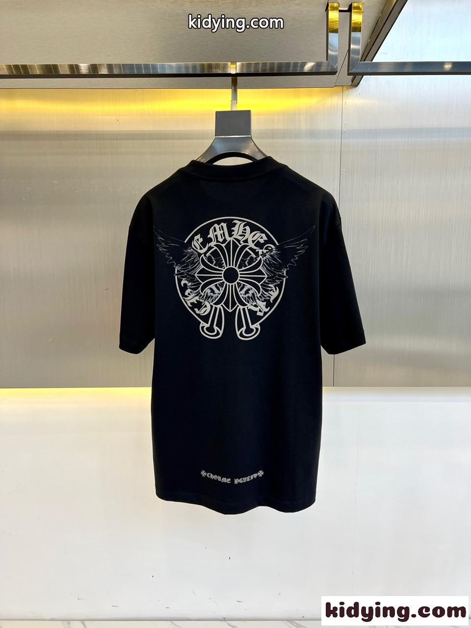 シンプル プリント ゆったり 半袖Tシャツ クロムハーツ Tシャツ コピー コットン ホワイト-3