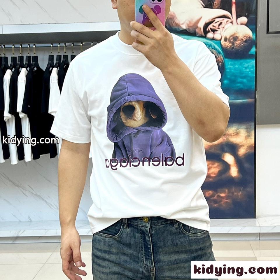 定番 ロゴプリント クルーネック 半袖Tシャツ バレンシアガ Tシャツ 偽物 ホワイト-1
