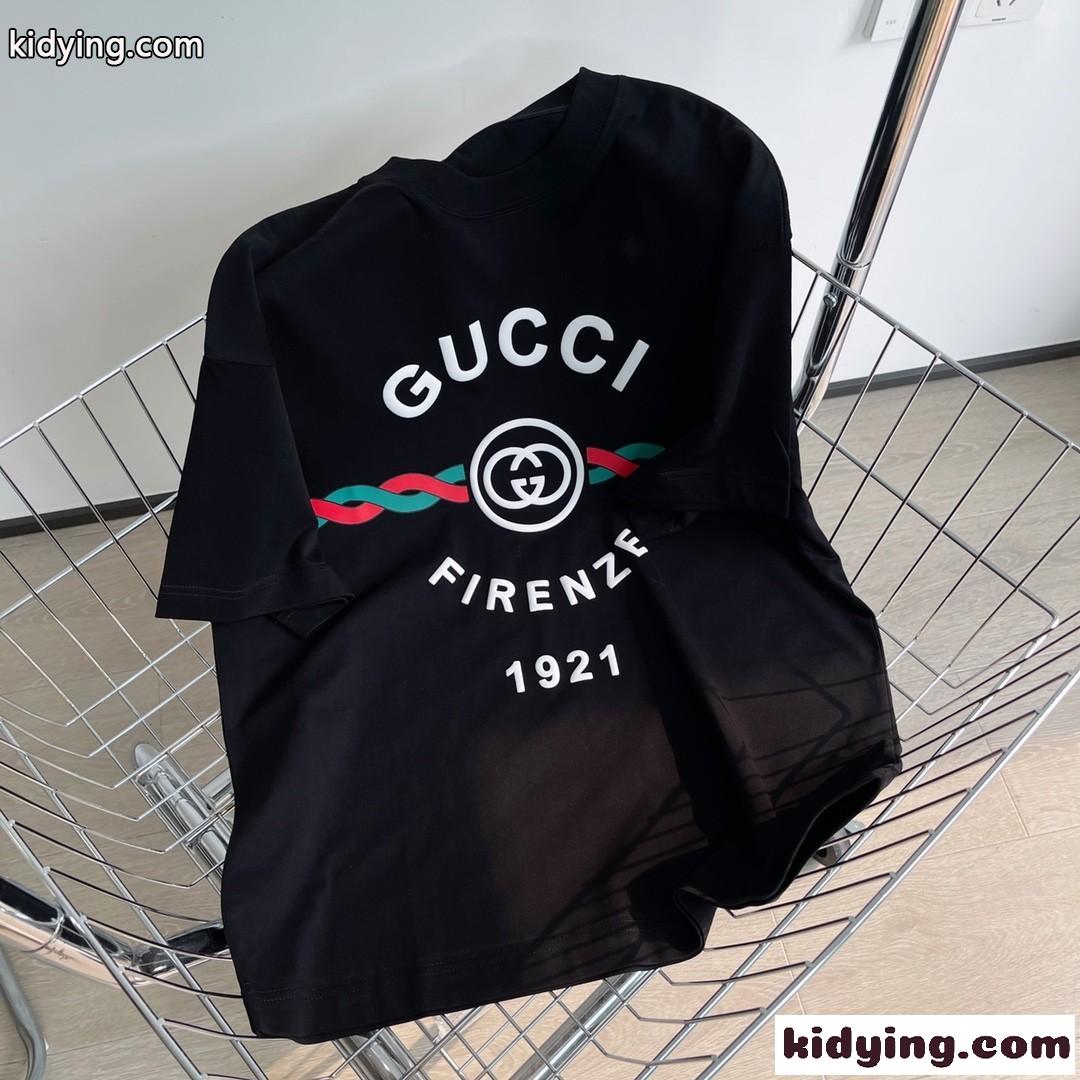 3色あり 体型カバー 着痩せ 人気 クルーネック ロゴ プリント グッチ 半袖Tシャツ コピー 着心地いい カジュアル-0
