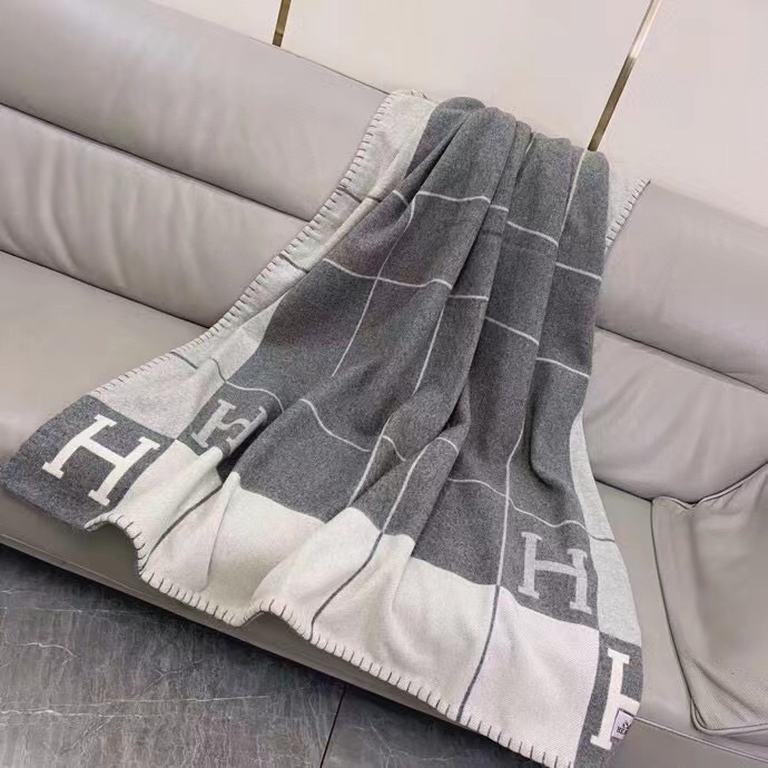 人気 エルメス ブランケット コピー エレガント カシミヤ 毛布 グレー-1