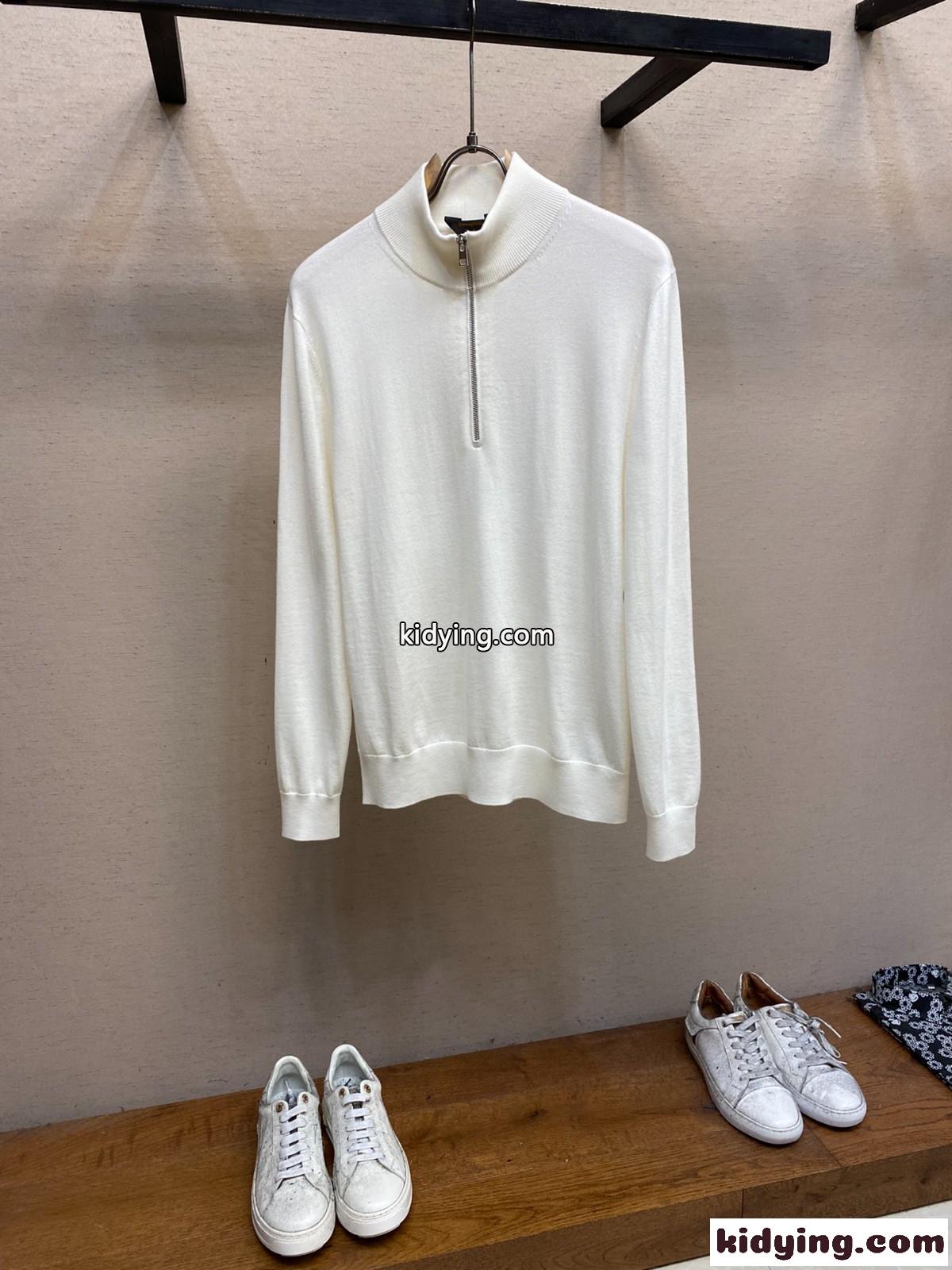 ハーフジップ ウール ニット エルメネジルド・ゼニア ニット コピー ホワイト-0