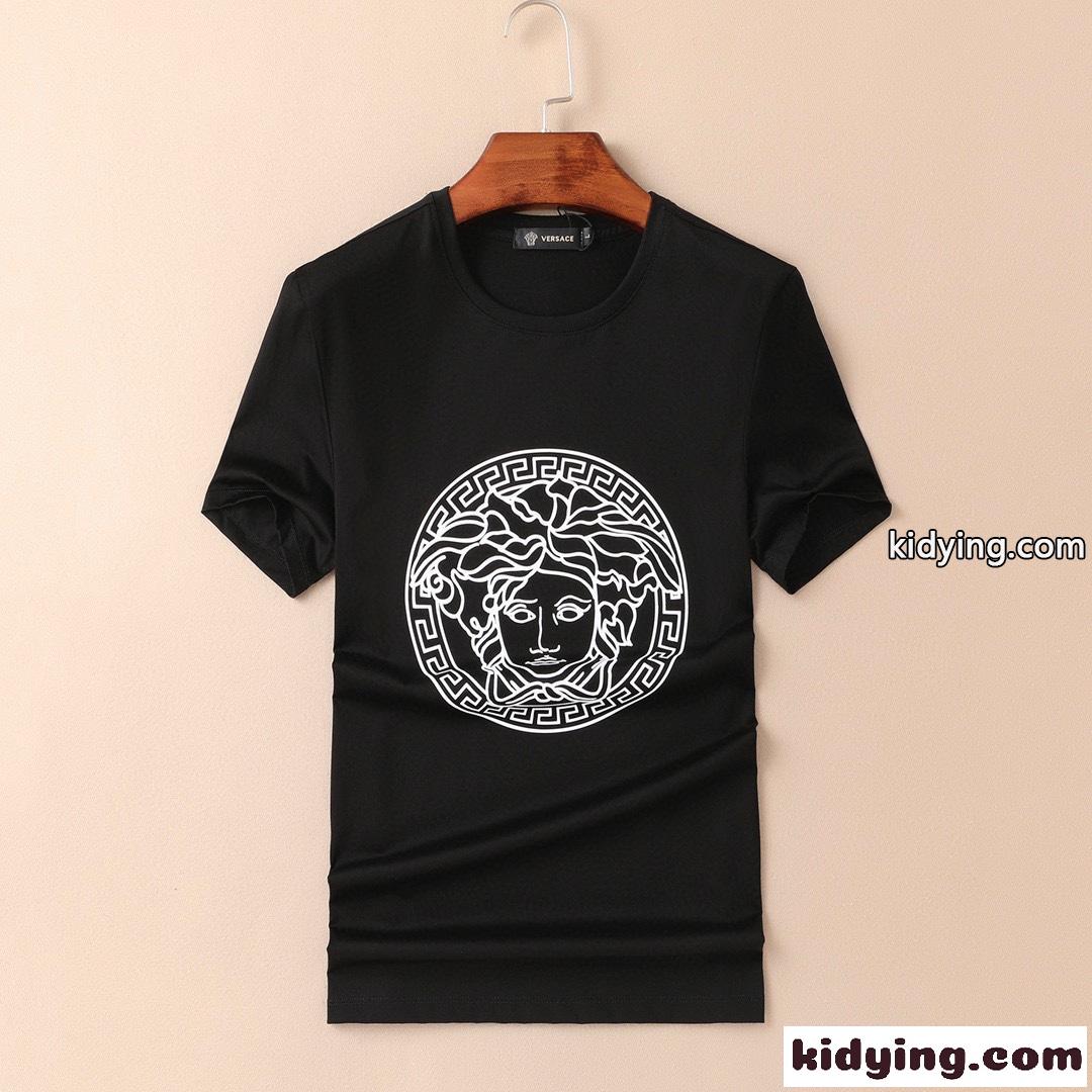 シンプル メドゥーサ プリント クルーネック ヴェルサーチェ 半袖Tシャツ コピー 着心地抜群 春夏 トップス-1
