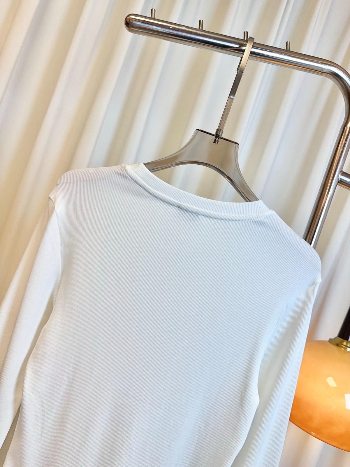 アナグラム リブ 長袖Tシャツ ロエベ Tシャツ 偽物 合わせやすい ホワイト-4