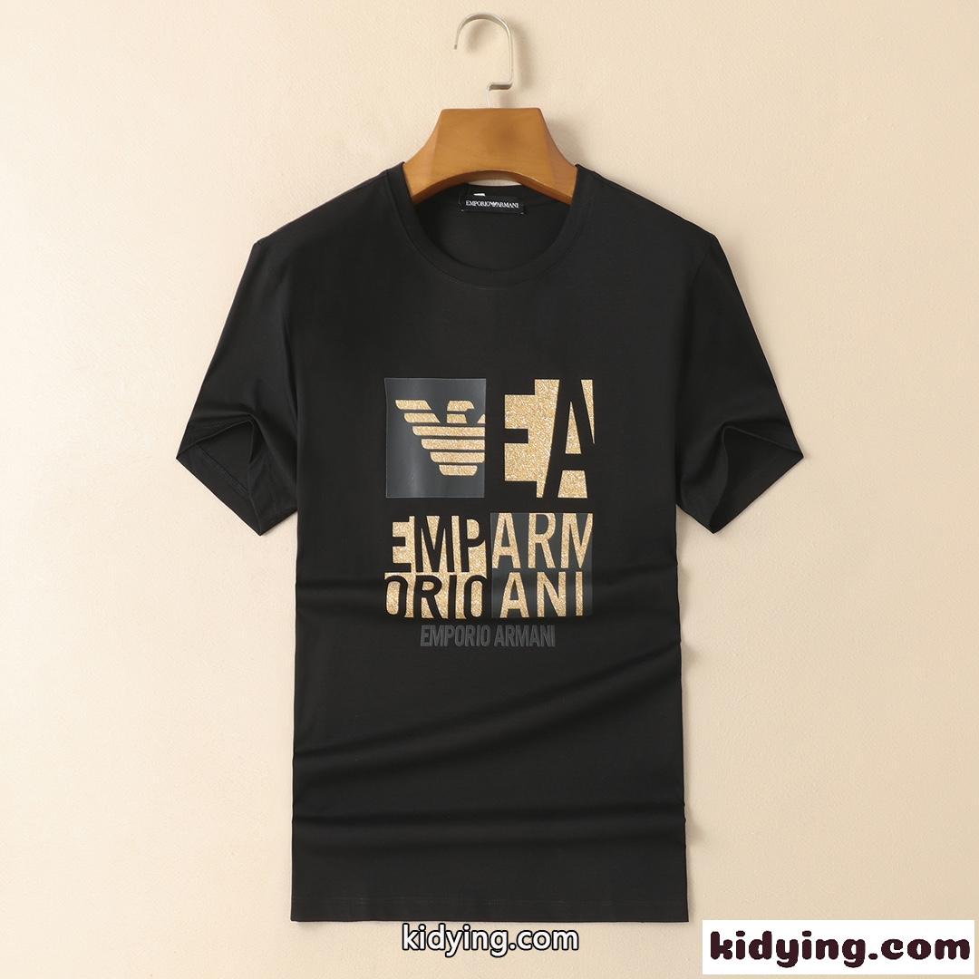 ベーシック カジュアル プリント クルーネック アルマーニ tシャツ コピー 着心地抜群 半袖 トップス-1