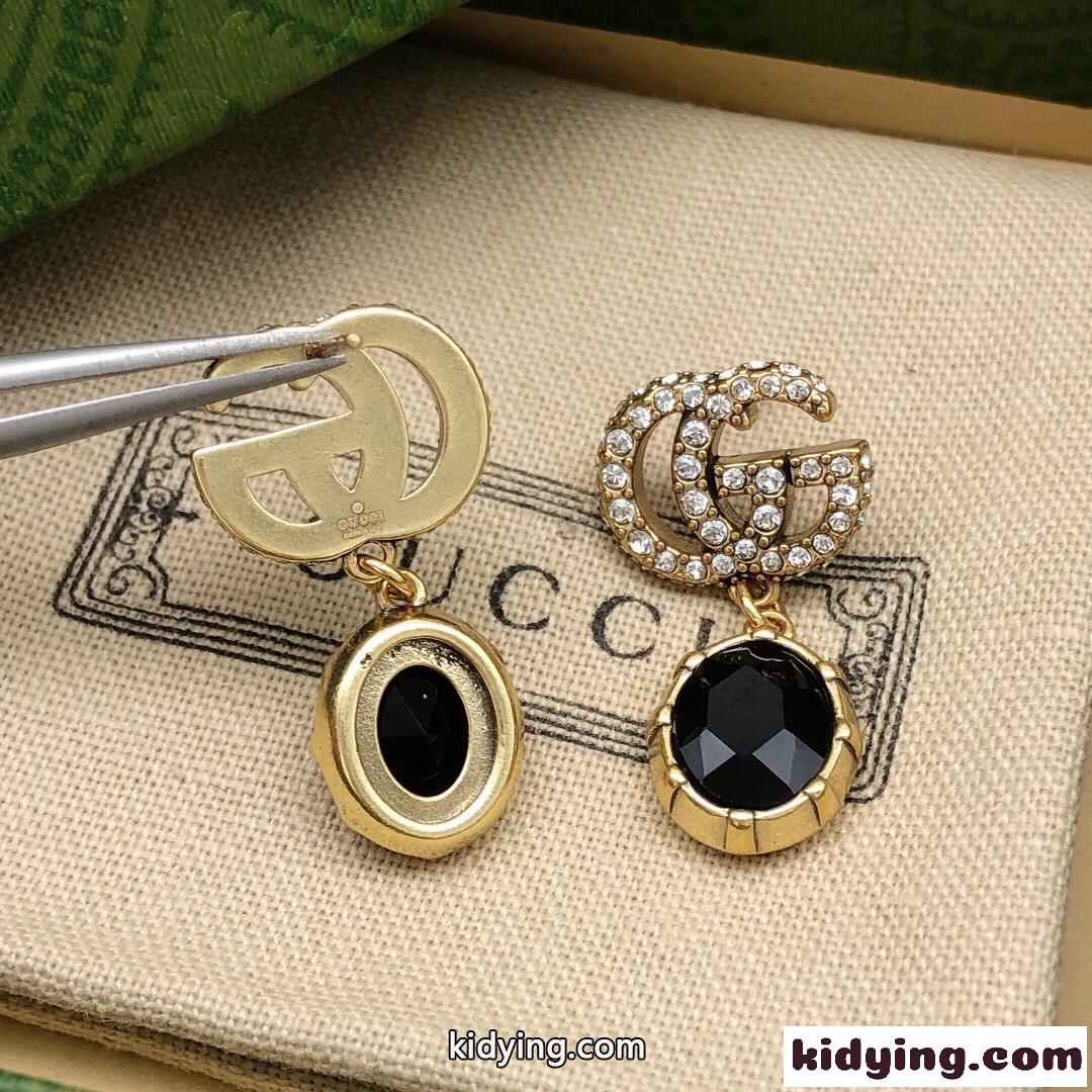 グッチ ピアス 偽物 レディース クリスタル付き ダブルG ピアス アクセサリー-2