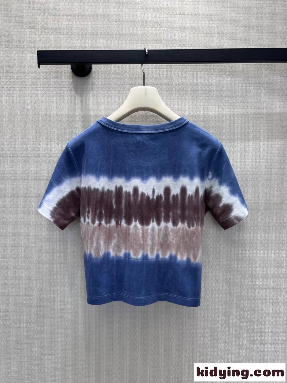 タイダイ クロップトップ 半袖Tシャツ ルイ・ヴィトン Tシャツ コピー コットン-1