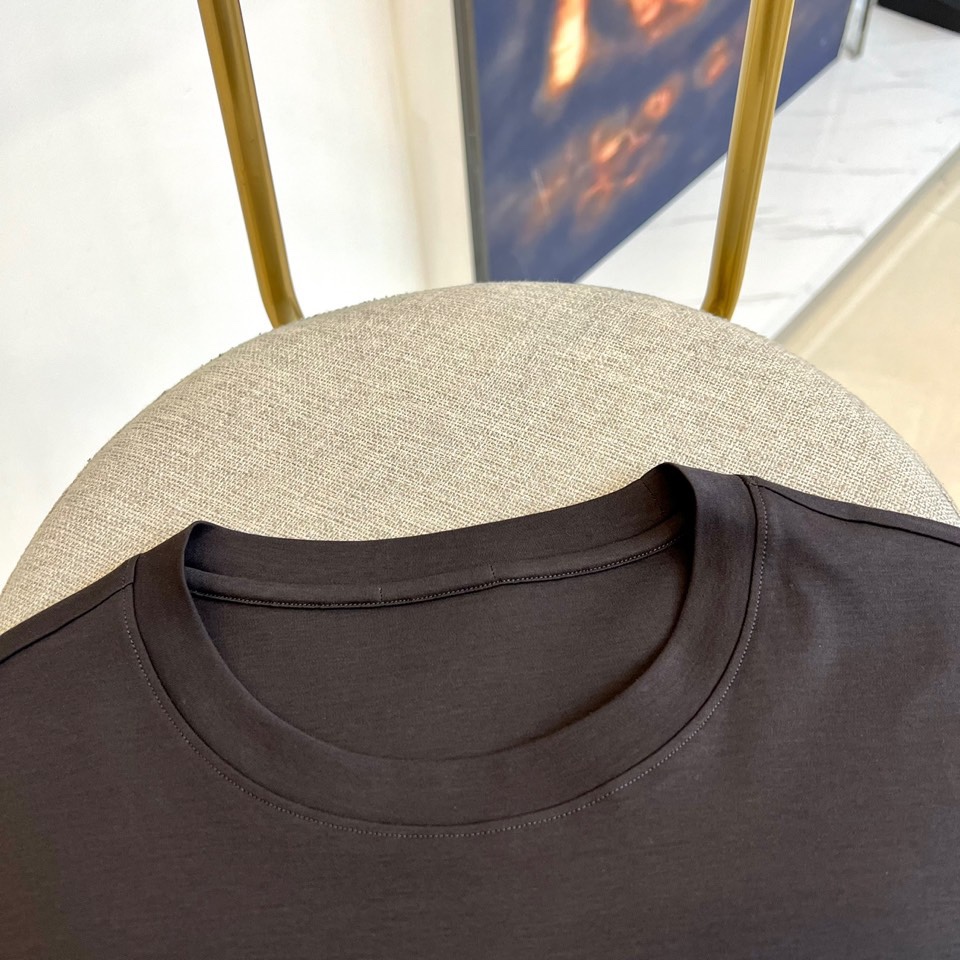 シンプル クルーネック 半袖Tシャツ バーバリー Tシャツ コピー ダークグレー-0