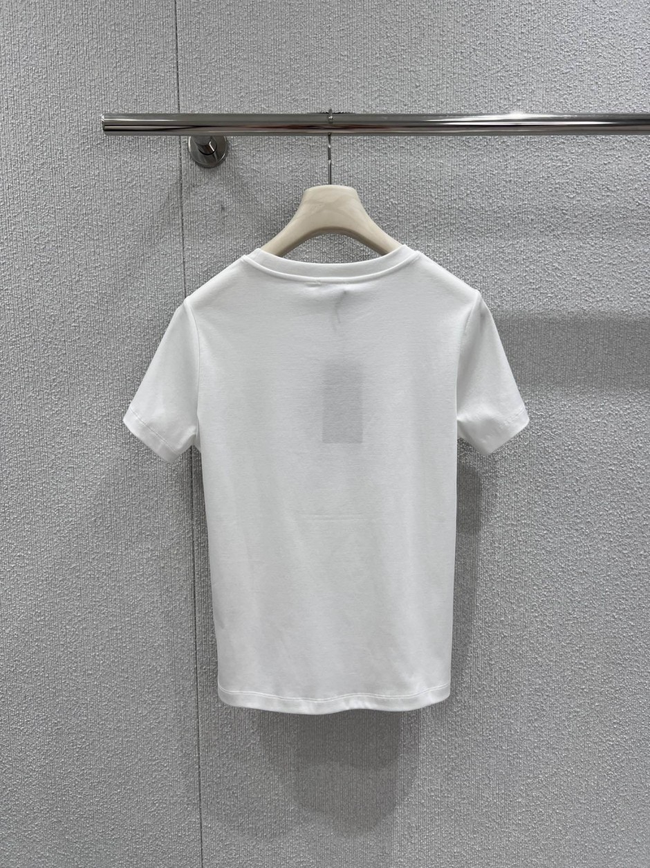 フェンディ Tシャツ 偽物 シンプル 合わせやすい コットン 半袖Tシャツ ホワイト-1
