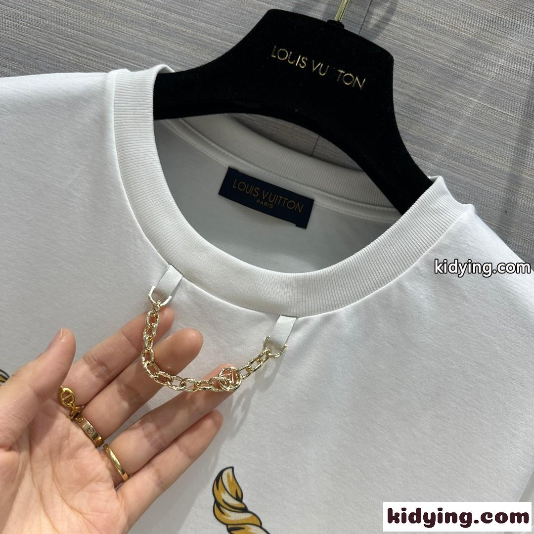 ノーティカルLV Tシャツ ルイ・ヴィトン Tシャツ 偽物 コットン ホワイト-1