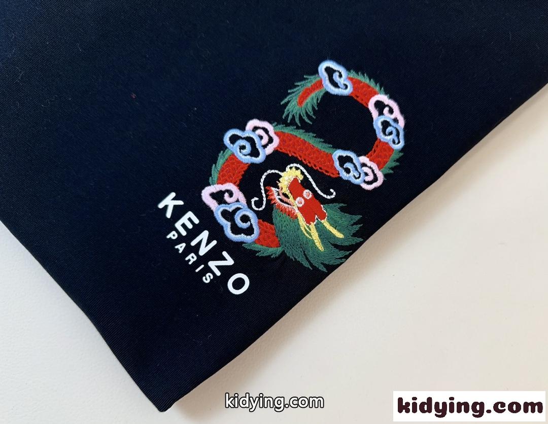YEAR OF THE DRAGON CREST エンブロイダリー 半袖Tシャツ ケンゾー Tシャツ コピー ブラック-3