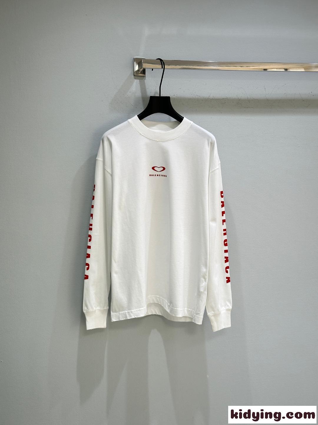 バレンシアガ Tシャツ コピー シンプル ストリート ロゴプリント 長袖Tシャツ-0