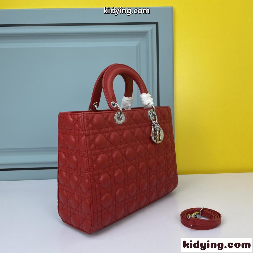 LADY DIOR ラージバッグ クリスチャン・ディオール スーパーコピー ラムスキン レッド-3