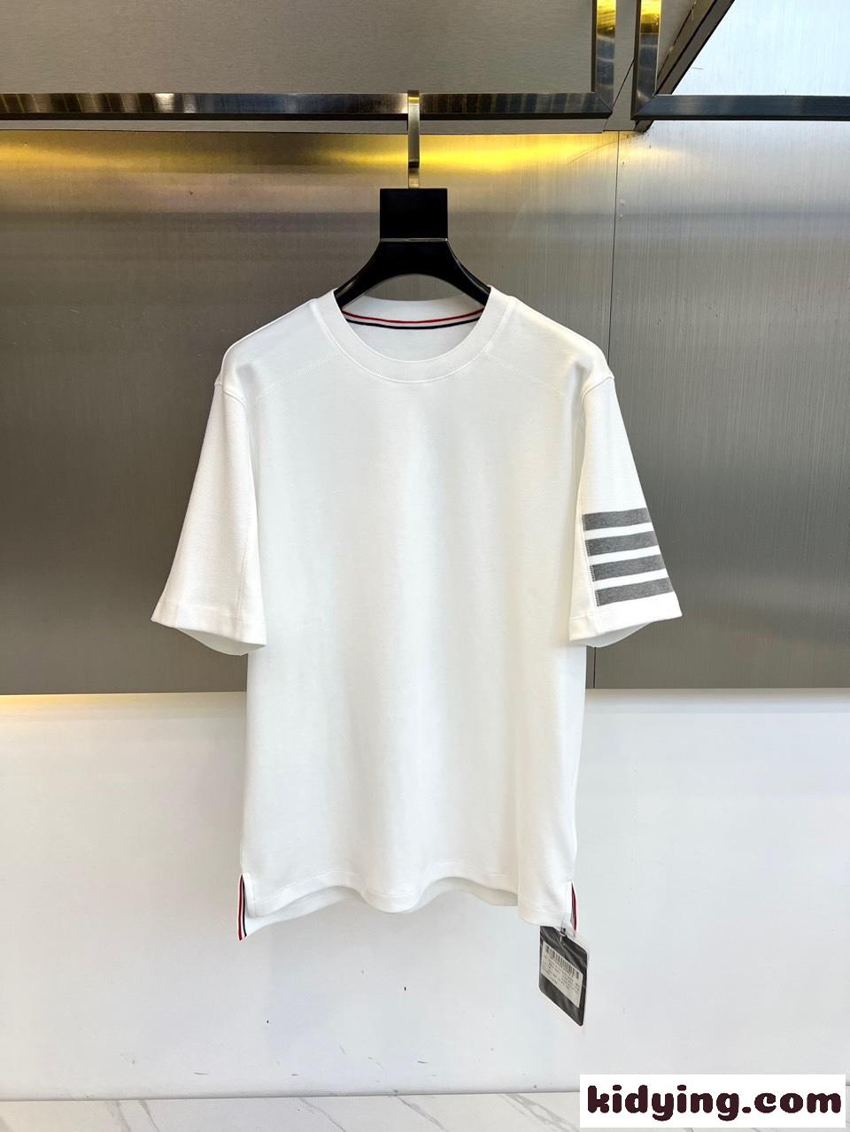 カジュアル 人気 コットン 半袖Tシャツ トムブラウン Tシャツ スーパーコピー ホワイト-0