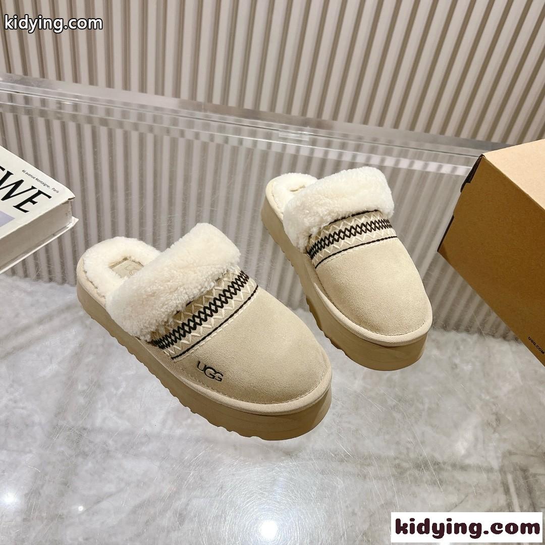 UGG スエード ムートン スリッパ アグ サンダル スーパーコピー 秋冬 カジュアル ベージュ-0