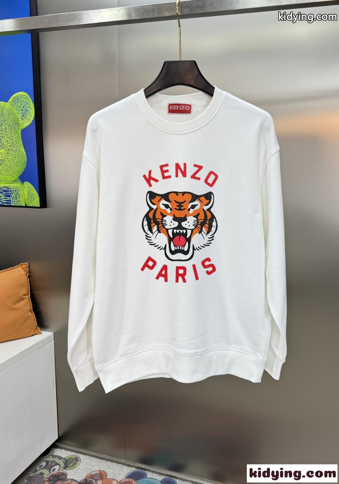 LUCKY TIGER プリント クルーネック スウェットシャツ ケンゾー Tシャツ コピー-3