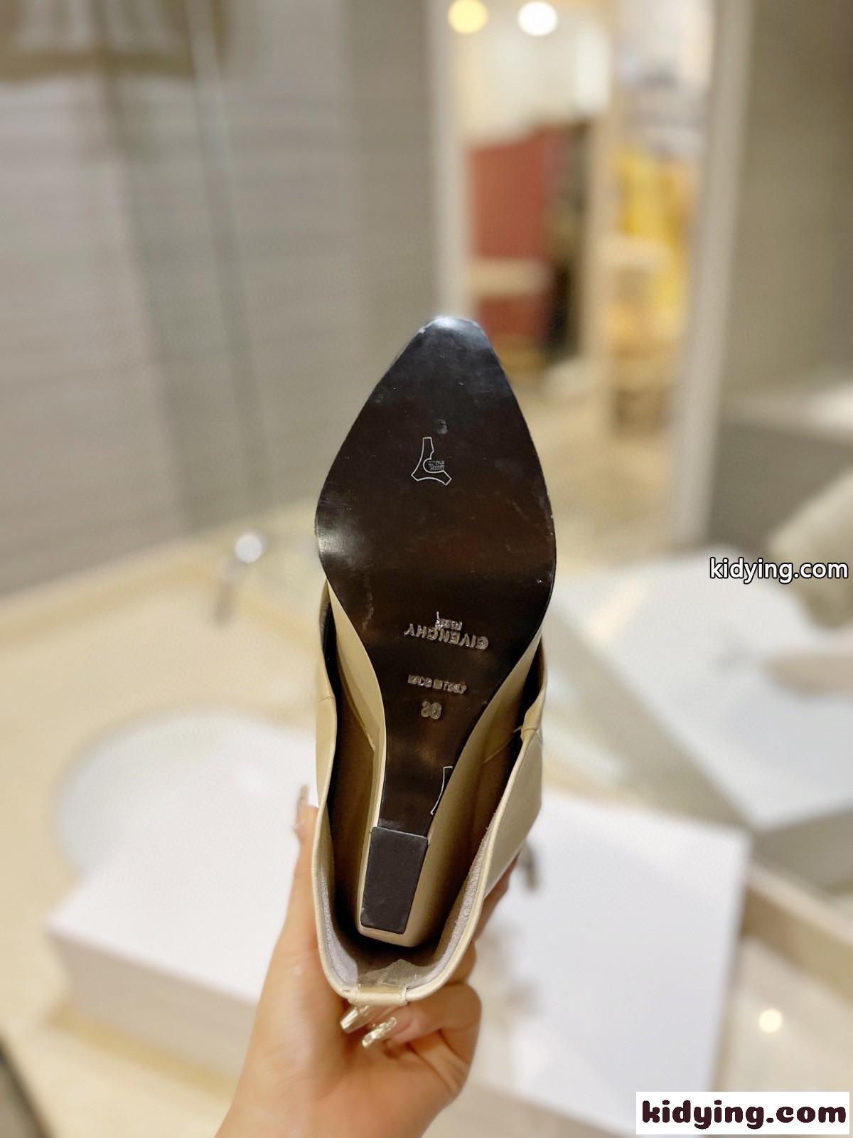 シャークロック カウボーイ ブーツ レザー ジバンシィ ブーツ スーパーコピー ベージュ-5