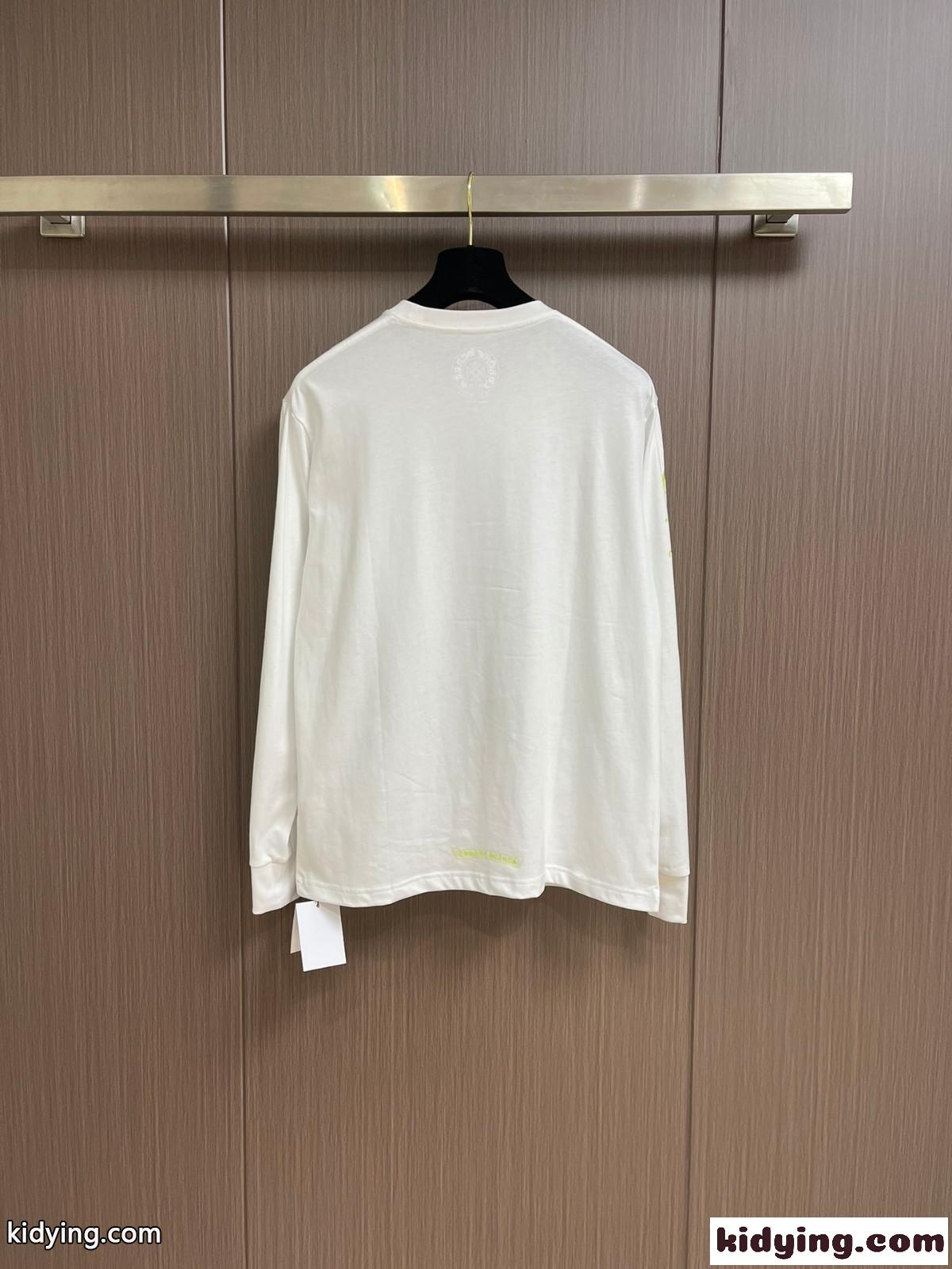 カジュアル プリント 長袖Tシャツ クロムハーツ Tシャツ 偽物 ホワイト-1