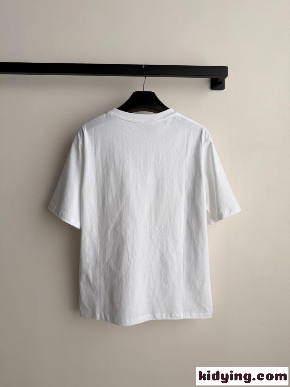 カジュアル 洗練された ロゴ入り コットン セリーヌ Tシャツ 偽物 半袖Tシャツ ホワイト-1