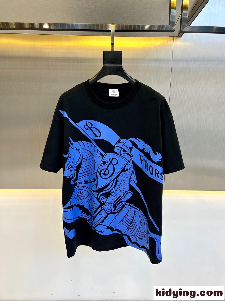 お洒落 プリント バーバリー Tシャツ コピー クルーネック 半袖Tシャツ ブラック-0