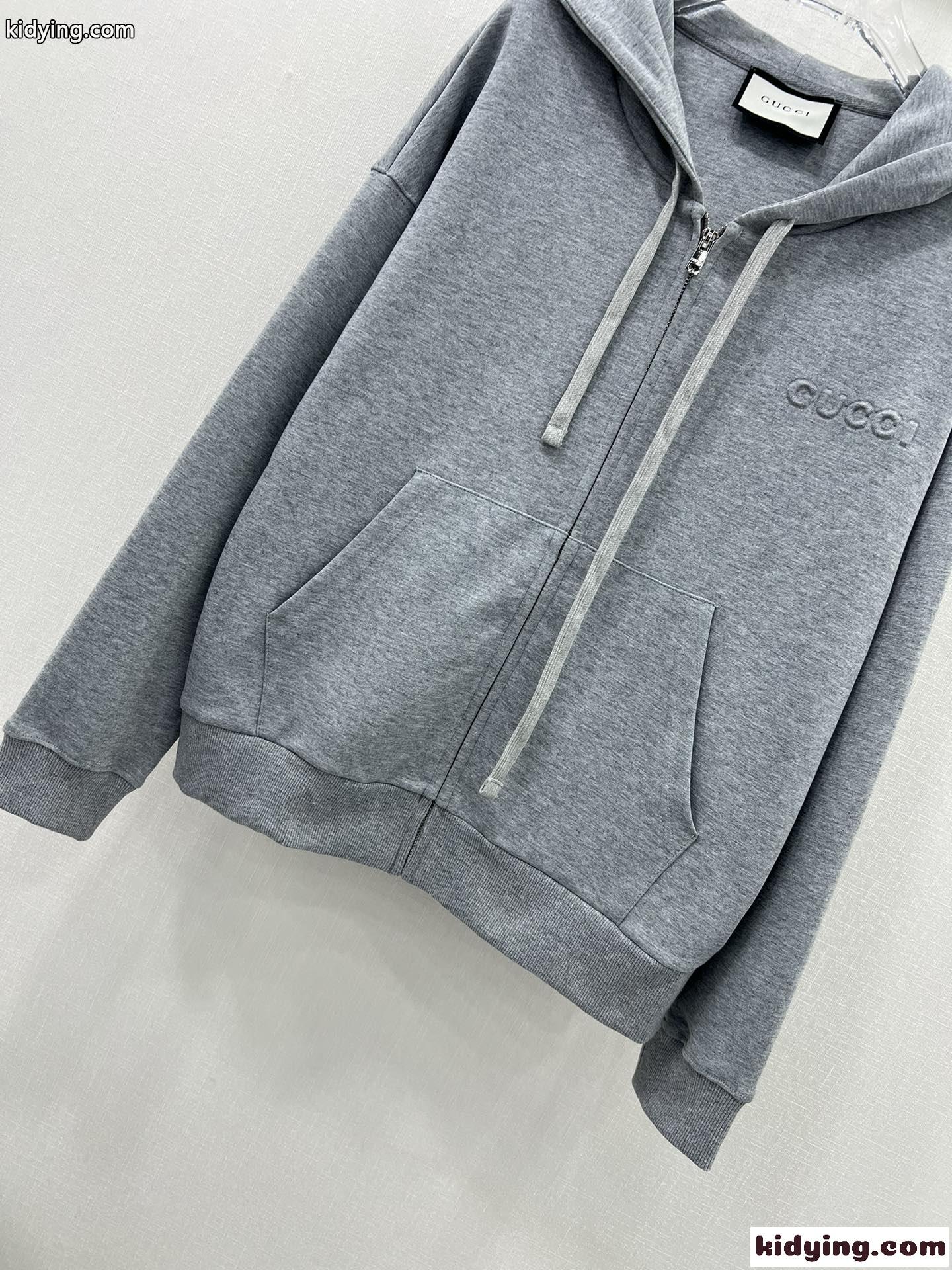 カジュアル 定番 ジップアップ フーディー グッチ パーカー コピー ユニセックス グレー-4