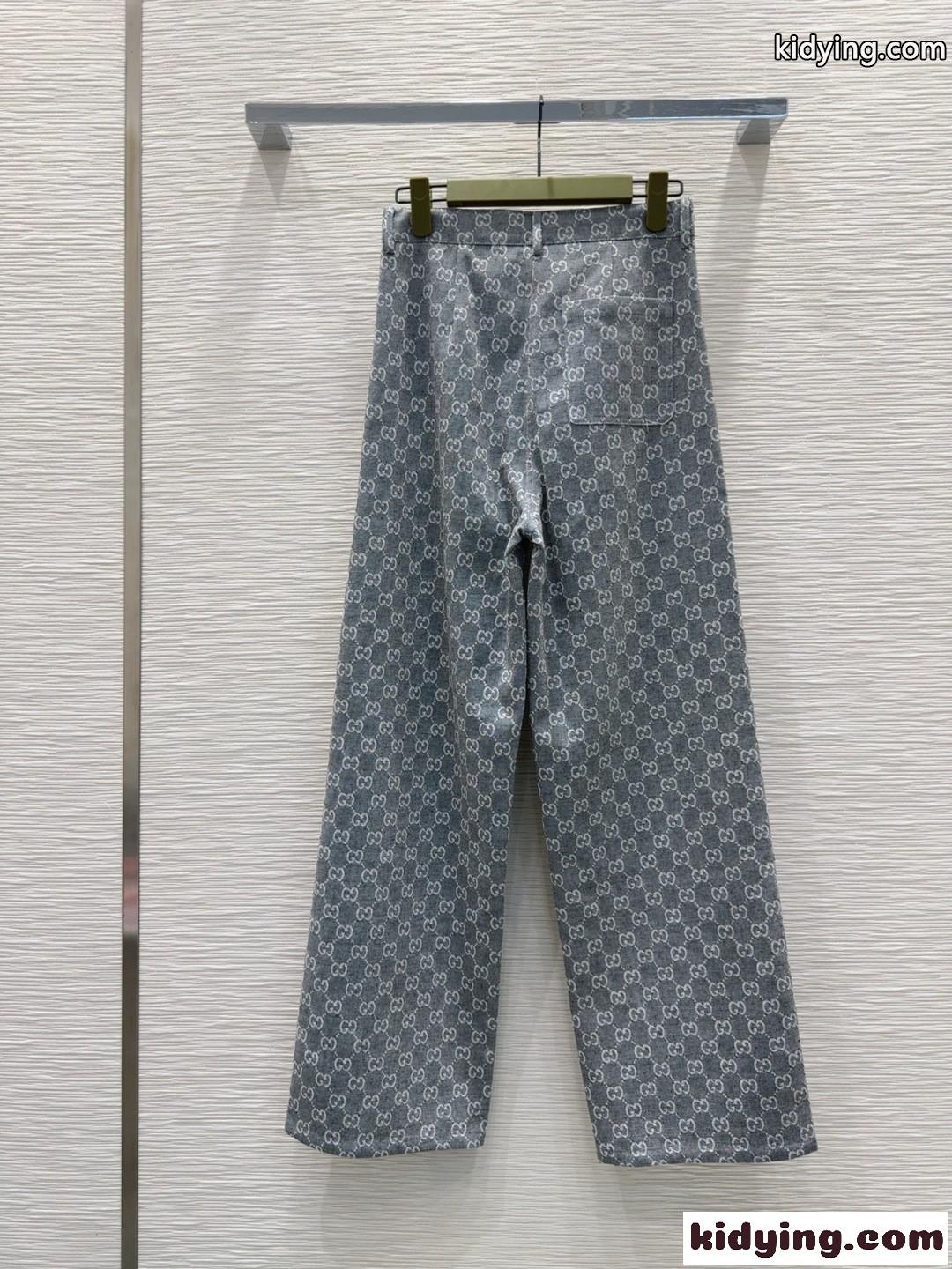 GGジャカード ロングパンツ グッチ パンツ 偽物 ズボン グレー-4