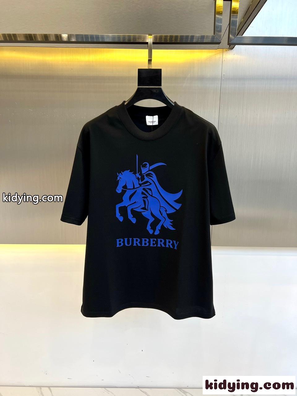 カジュアル プリント コットンTシャツ バーバリー 半袖Tシャツ コピー ブラック-0