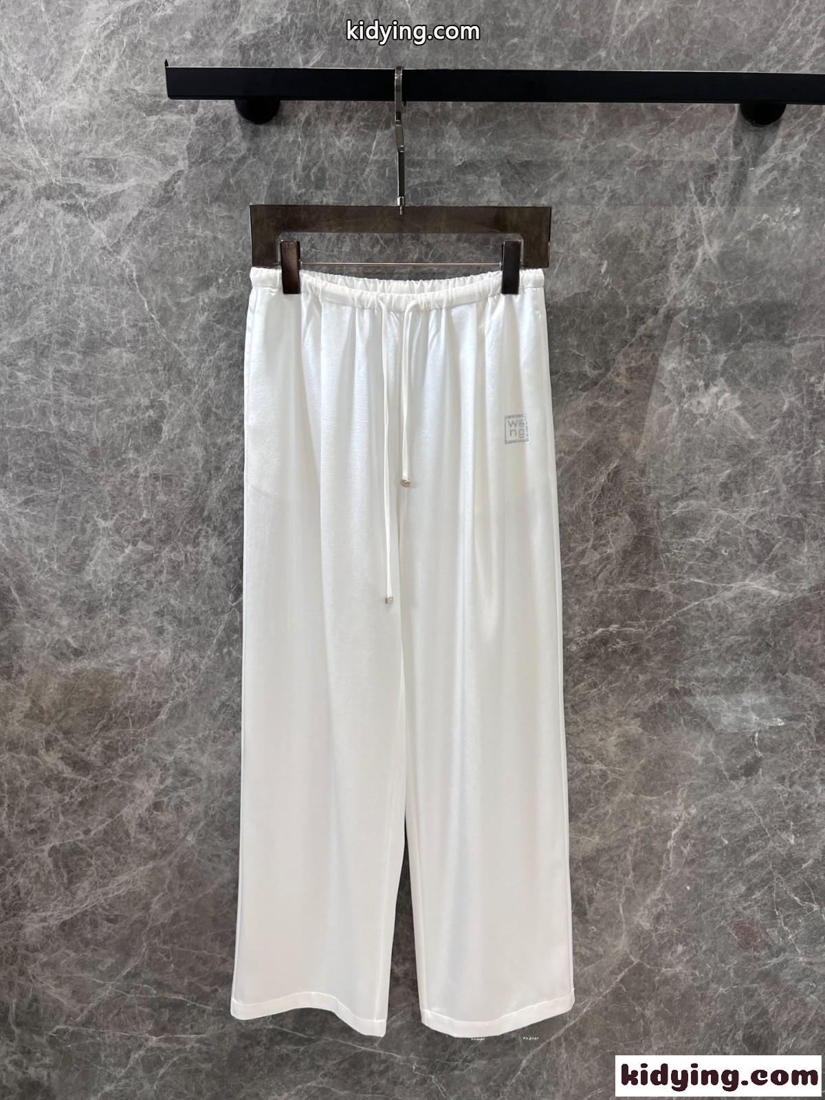上品 カジュアル ロゴ ロングパンツ アレキサンダーワング パンツ 偽物 ホワイト-2
