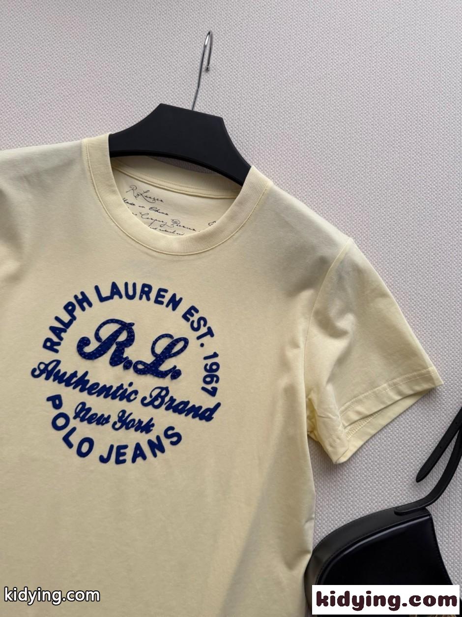 カジュアル ロゴ入り 半袖Tシャツ ラルフローレン Tシャツ 偽物 イエロー-2