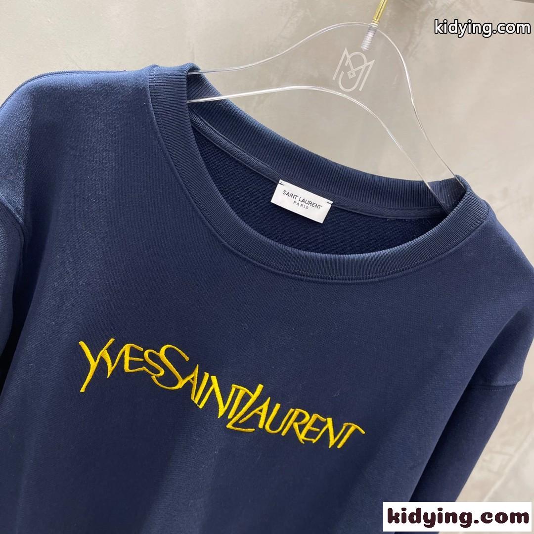 カジュアル 定番 ロゴ 刺繍 クールネック プルオーバー イヴ・サンローラン パーカー コピー ゆったり 合わせやすい-1