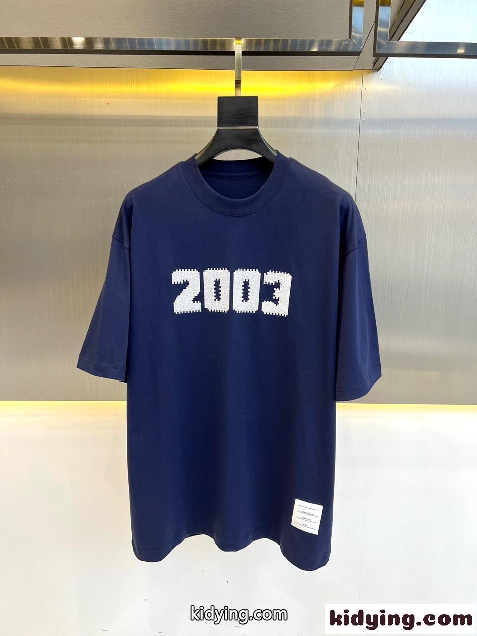 快適 ゆったり トムブラウン 半袖Tシャツ コピー コットンTシャツ ネイビー-0