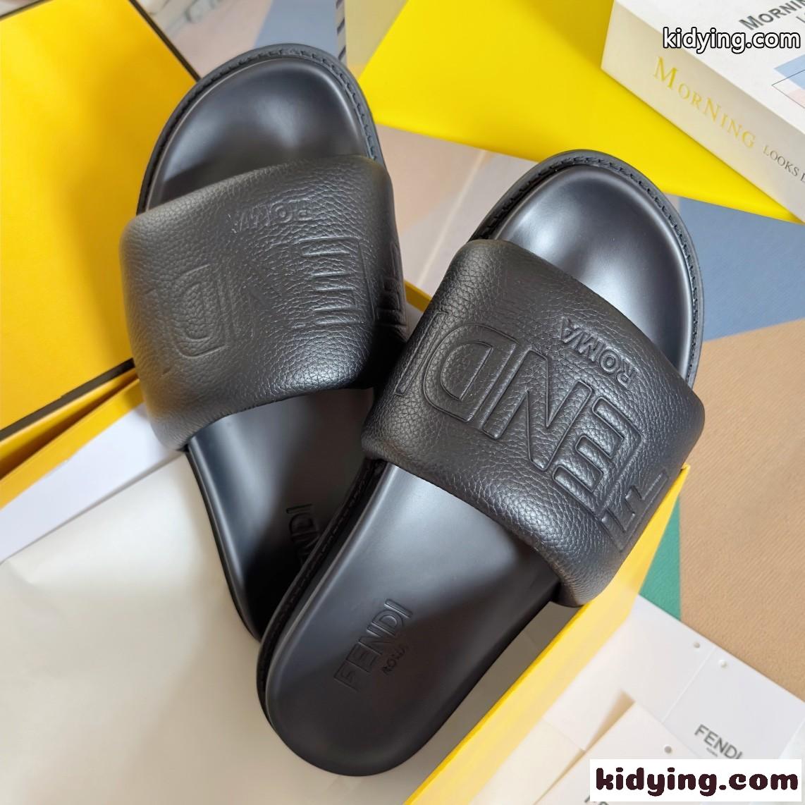 春夏 定番 FENDI ROMA スライド フェンディ サンダル スーパーコピー ブラック-1