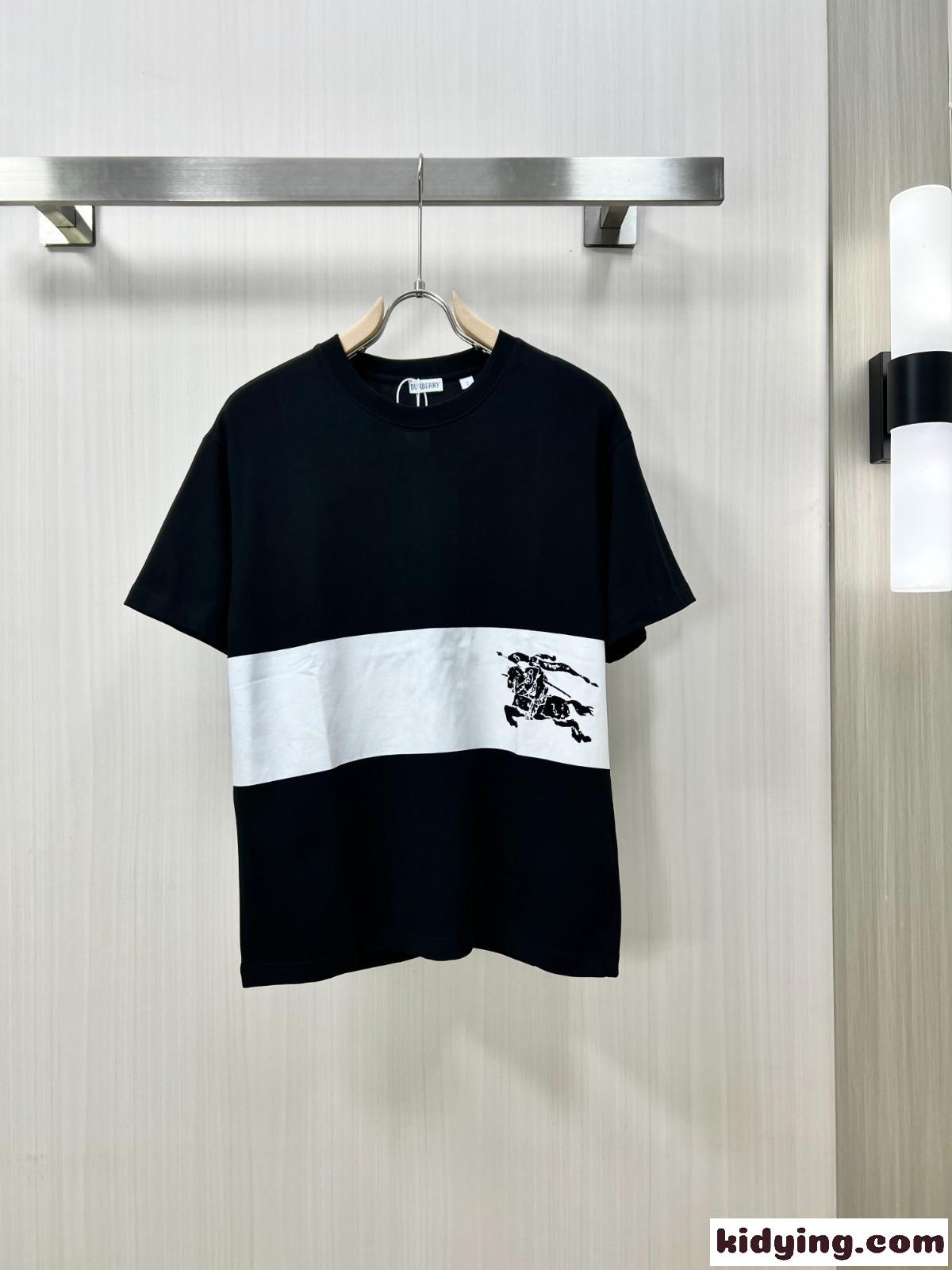 EKD ストライプ コットンTシャツ バーバリー Tシャツ  コピー ブラック-0