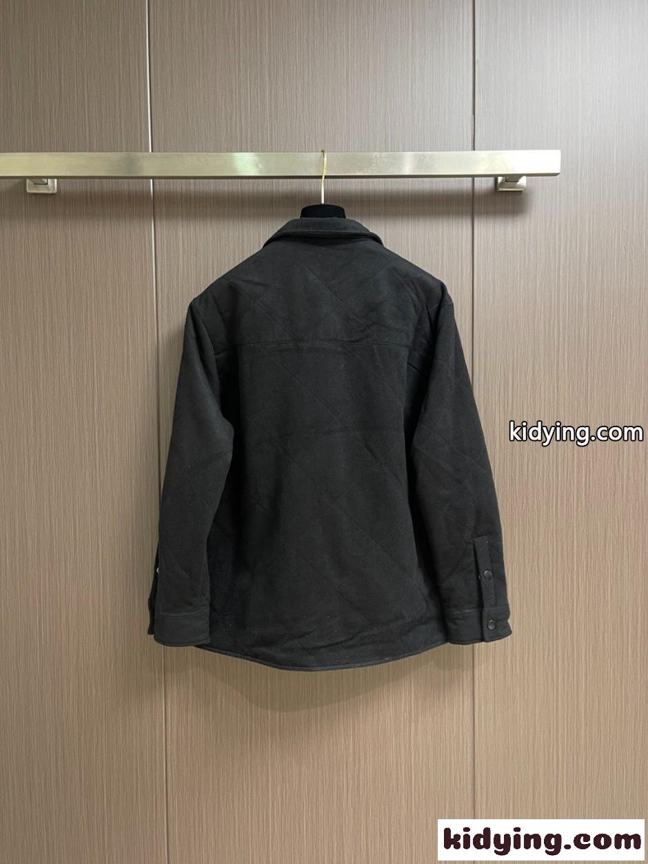 カジュアル 上品 プラダ パデッド カシミヤ シャツ スーパーコピー トライアングルロゴ-1