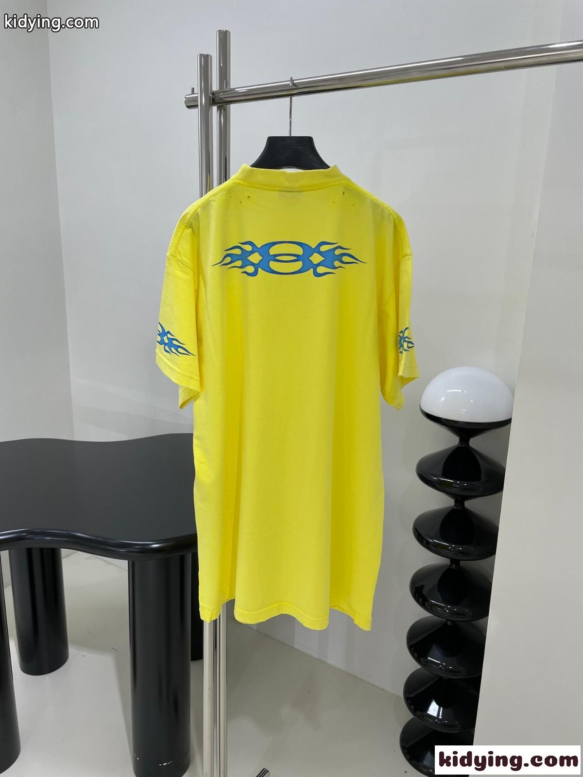 カジュアル プリント オーバーサイズTシャツ バレンシアガ 半袖Tシャツ コピー イエロー-0