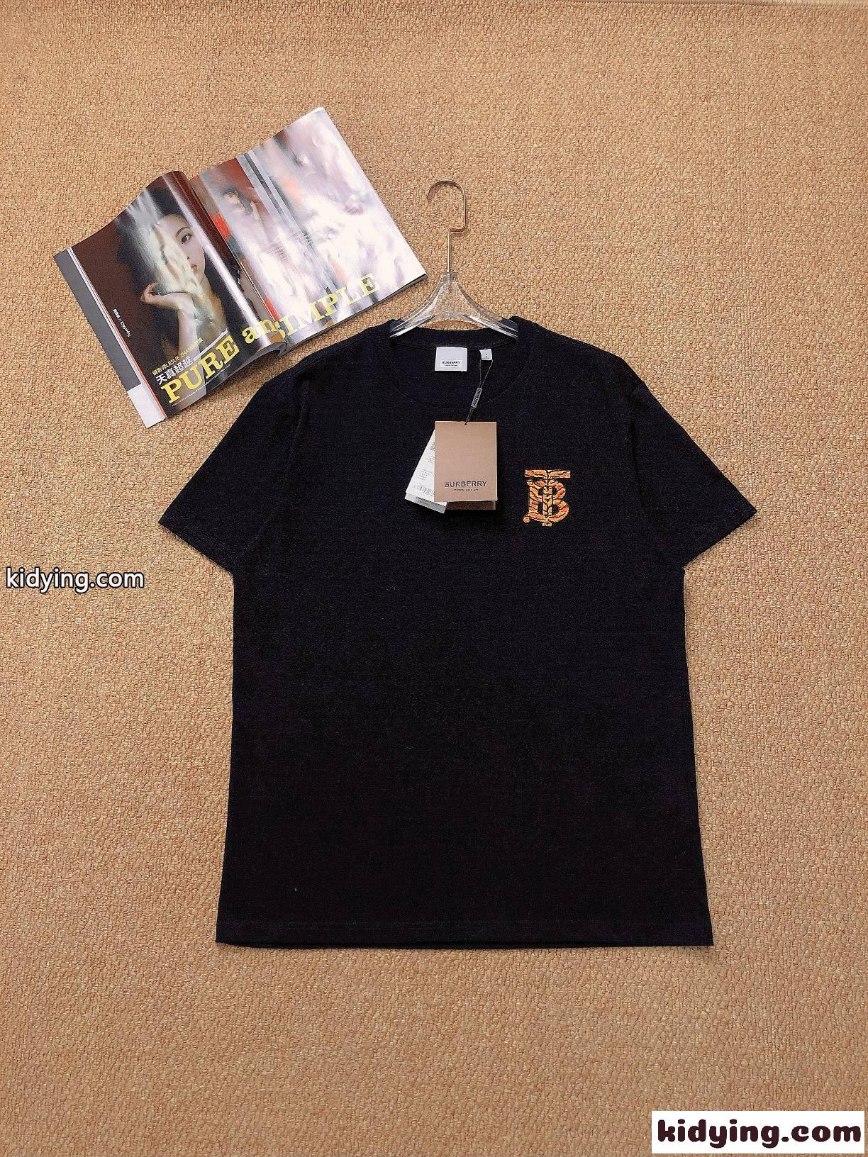 定番 レディース メンズ コットン 刺繍 着心地いい バーバリー 半袖tシャツ コピー ホワイト ブラック-0