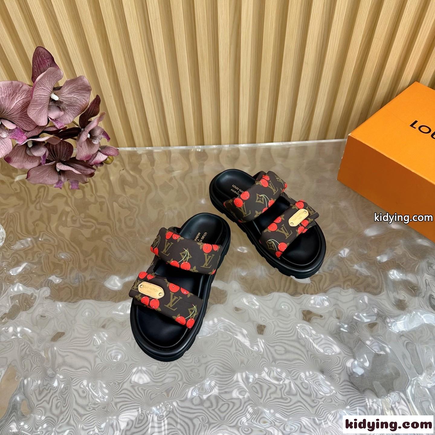 LV × TM プールピロー ミュール ルイ・ヴィトン サンダル スーパーコピー ブラウン-3