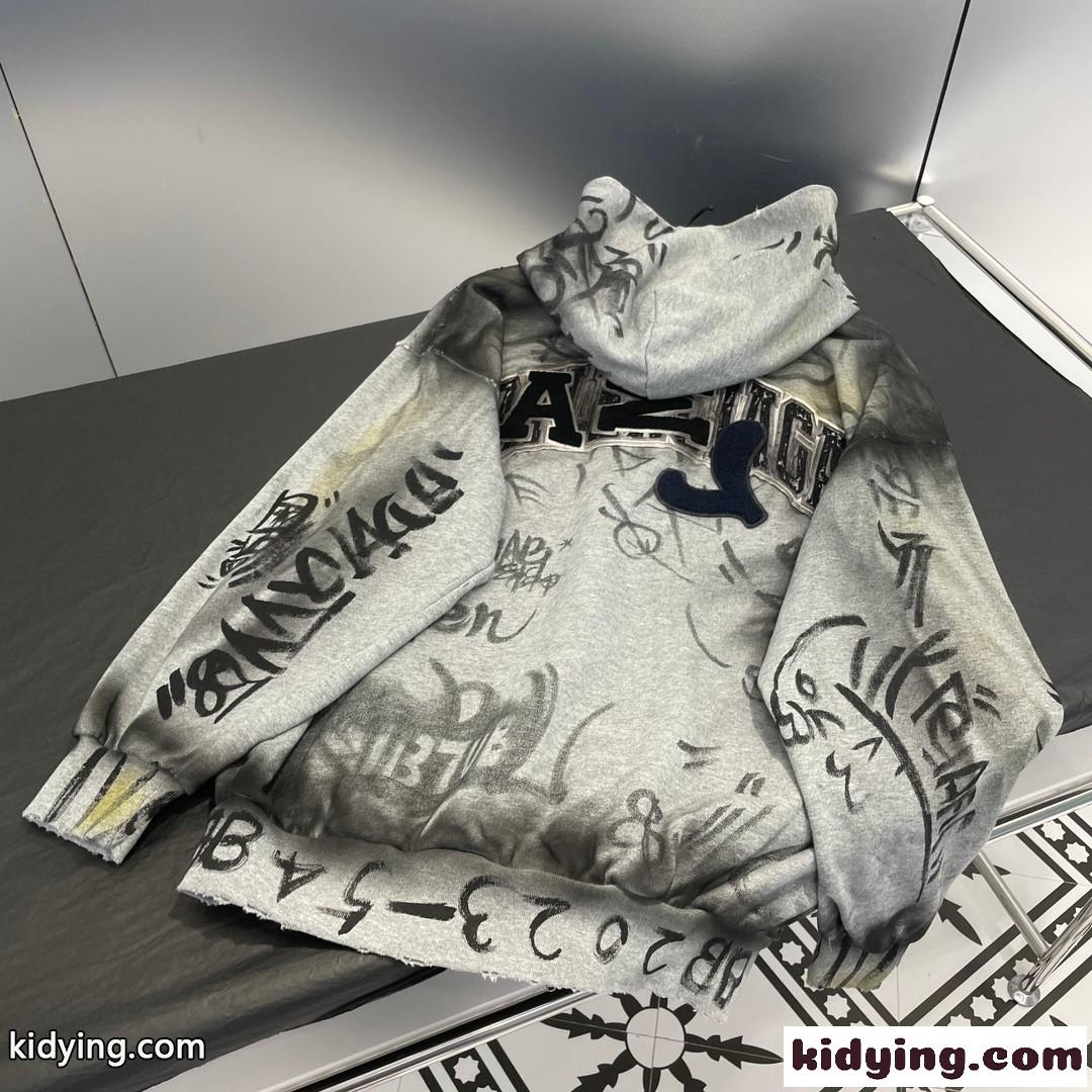 カジュアル おしゃれ バレンシアガ SKATER ジップアップ HOODIE コピー グレー-3