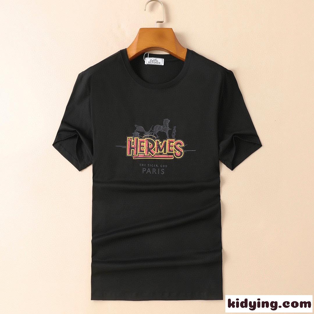 合わせやすい 3色あり カジュアル プリント エルメス 半袖tシャツ コピー サイズ豊富 定番 トップス-0