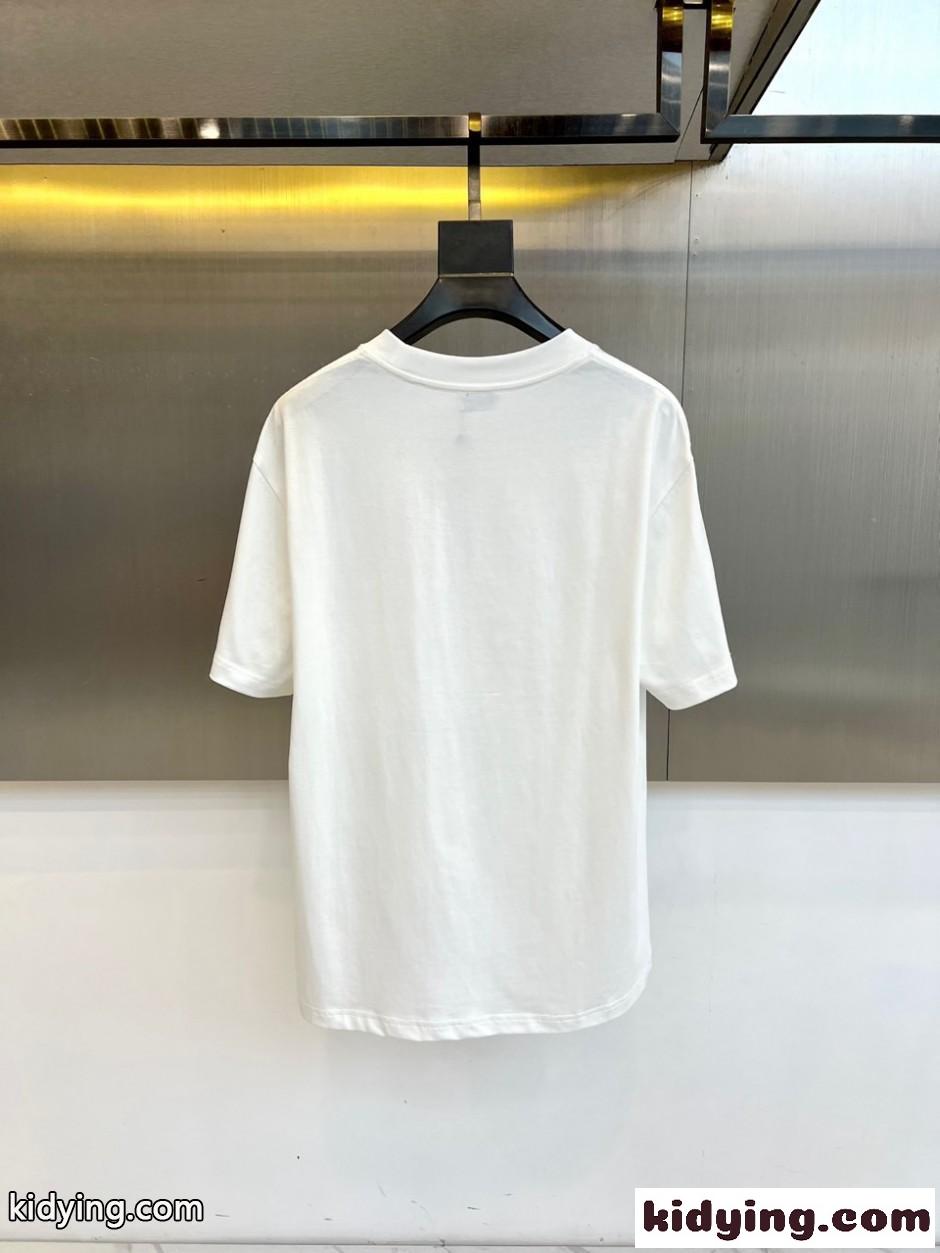 シンプル ロゴ刺繍 半袖Tシャツ モンクレール Tシャツ 偽物 クルーネック ホワイト-3
