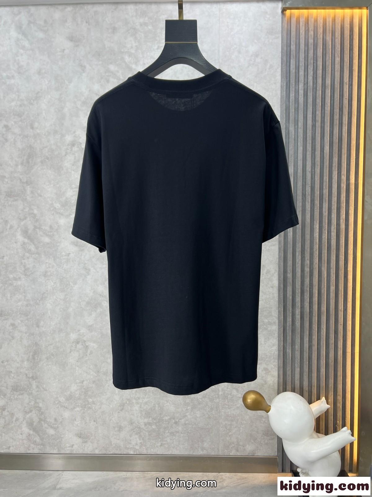 シンプル Hパッチ エルメス Tシャツ コピー クルーネック 半袖Tシャツ ブラック-1
